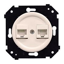 Розетка двойная компьютерная механизм + накладка, цвет Песочное золото матовый (скрытый монтаж) Bironi
