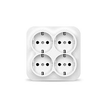 Розетка четырехместная квадратная серия "IONICH", с заземлением, открытой установки, 16А, 220В, белая (еврослот)