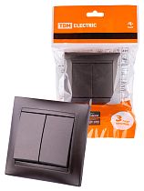 Выключатель 2-х кл. 10А шоколад "Лама"  TDM