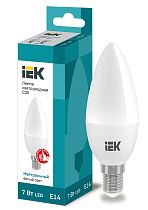 Лампа светодиодная C35 свеча 7Вт 230В 4000К E14  IEK