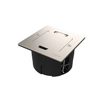 MultiDesk Лючок на 2 модуля IP44 с монтажной коробкой для стены, фальшпола, стола НИКЕЛЬ, тип MDK20