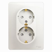 Glossa Перламутр Розетка 2 постовая с заземлением со шторками, 16А (в сборе с рамкой) Systeme Electric (Schneider Electric)