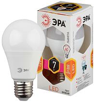 Лампа светодиодная ЭРА STD LED A60-7W-827-E27 груша теплый белый свет