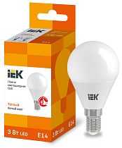 Лампа светодиодная G45 шар 3Вт 230В 3000К E14  IEK