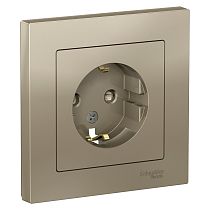 AtlasDesign Шампань Розетка с заземлением со шторками 16А, (в сборе с рамкой) Systeme Electric (Schneider Electric)