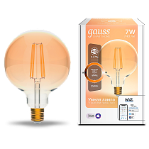 Лампа светодиодная Gauss  Filament Smart Home DIM E27 G95 Golden 7Вт