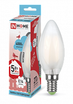 Лампа светодиодная LED-СВЕЧА-deco 5Вт 230В Е14 4000К 450Лм матовая IN HOME Лампа светодиодная LED-СВЕЧА-deco 5Вт 230В Е14 4000К 450Лм матовая IN HOME