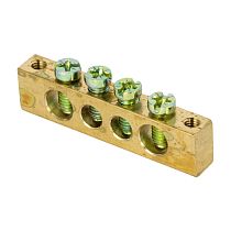 Шина PEN "ноль-земля" (6х9мм) 4 отверстия латунь крепеж по краям EKF PROxima Шина PEN "ноль-земля" (6х9мм) 4 отверстия латунь крепеж по краям EKF PROxima