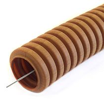 Труба гофрированная ПВХ легкая 350 Н бук с заземлением д25 (10 м/уп) Промрукав