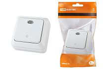 Переключатель на 2 направления 1-кл. открытой установки с подсветкой IP20 10А, белый "Ладога"  TDM