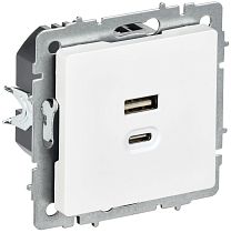 BRITE Розетка USB A+C 45Вт высокоскоростная зарядка РЮ11-2-БрАБ арктический белый IEK