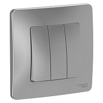 Blanca скрытая установка Алюминий Выключатель 3 клавишный , 10А Systeme Electric (Schneider Electric)