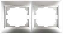 Рамка для розеток и выключателей на 2 поста Intro Plano 1-502-03 алюминий