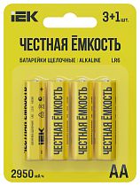 Батарейка щелочная Alkaline LR6/AA (4шт/блистер) ПРОМО IEK