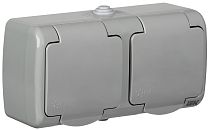 РСш22-2-А Розетка 2-ая с заземляющим контактом открытая установка 16А IP54 AQUATIC  IEK