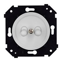 Выключатель двухклавишный проходной (скрытый монтаж), пластик, цвет Белый матовый (тумблерный) Bironi