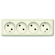 Розетка четырехместная серия "Олимп" б/з, о/у, 16А, 220В, "слоновая кость" (ivory) (еврослот) UNIVERSAL