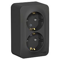 Blanca открытая установка без пластины Антрацит Розетка двойная с заземлением, 16А Systeme Electric (Schneider Electric)