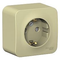 Blanca открытая установка с изолированной пластиной Бежевый Розетка с заземляющим контактом со шторками 16А Systeme Electric (Schneider Electric)