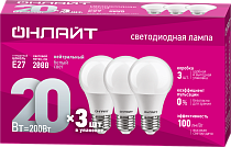 Лампа ОНЛАЙТ 90 609 OLL-A60-20-230-4K-E27-PACK3 v2