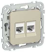 FLITE Розетка 2-местная компьютерная RJ45 категория 5Е UTP РК5е-2-0-ФлШ шампань IEK