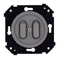 Выключатель двухклавишный (скрытый монтаж), пластик, цвет Титан матовый (клавишный) Bironi