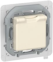 IEKINSPIRIA Розетка 1-местная с заземлением с защитными шторками и крышкой 16А IP44 6737411 слоновая кость IEK