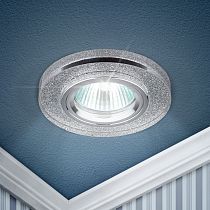 Светильник встраиваемый ЭРА DK7 CH/SHSL "стекло круглое" MR16,12V/220V,50W, хром/серебряный блеск