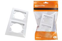 Рамка 2-х постовая вертикальная белая "Лама"  TDM