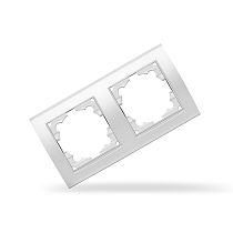 Рамка двухместная горизонтальная Бриллиант белая UNIVERSAL