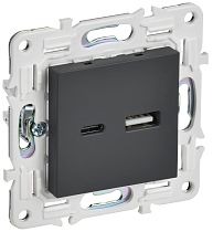 SKANDY Розетка USB A+C 18Вт SK-R13G графит IEK