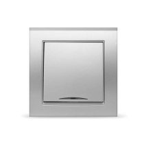 Выключатель одноклавишный с подсветкой Бриллиант, скрытой установки, 10А, 220В, серебро UNIVERSAL