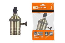 Патрон подвесной Е27 с выключателем, металлический "Лофт", бронза  TDM