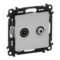 Розетка TV-SAT  двухкабельная с лицевой панелью алюминий Valena LIFE DIY Legrand