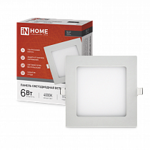 Панель светодиодная встраиваемая квадратная SLP 6Вт 230В 4000К 420Лм 117мм белая IP40 IN HOME