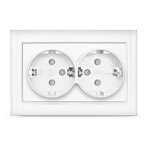 Розетка двухместная серия "Бриллиант" с/з, с/у, з/ш 16А, 220В, белая (еврослот) UNIVERSAL