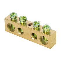 Шина PEN "ноль-земля" (8х12мм) 4 отверстия латунь крепеж по центру EKF PROxima Шина PEN "ноль-земля" (8х12мм) 4 отверстия латунь крепеж по центру EKF PROxima