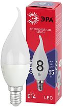 Лампа светодиодная ЭРА RED LINE LED BXS-8W-865-E14 R свеча на ветру холодный дневной свет