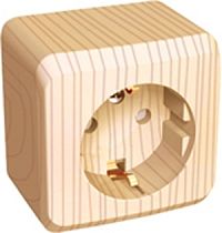 ЭТЮД открытая установка Сосна Розетка одинарная с заземлением со шторками Systeme Electric (Schneider Electric)