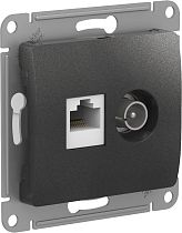 Glossa Антрацит Розетка двойная ТВ + компьютерная RJ45, кат. 5Е, механизм Systeme Electric (Schneider Electric) Glossa Антрацит Розетка двойная ТВ + компьютерная RJ45, кат. 5Е, механизм Systeme Electric (Schneider Electric)