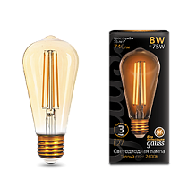 Лампа светодиодная Gauss Filament ST64 E27 8Вт Golden 740lm 2400К