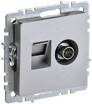 BRITE Розетка двойная TV+RJ45 кат.5E РТВ/РК12-БрА алюминий IEK BRITE Розетка двойная TV+RJ45 кат.5E РТВ/РК12-БрА алюминий IEK