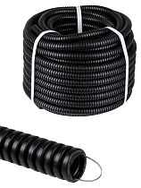 Труба гофрированная ПНД d 16 с зондом (25 м) легкая черная  TDM