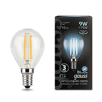 Лампа светодиодная Gauss Filament Шар E14 9Вт 710lm 4100K