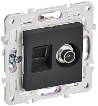 SKANDY Розетка двойная TV+RJ45 кат.6E SK-A15G графит IEK SKANDY Розетка двойная TV+RJ45 кат.6E SK-A15G графит IEK