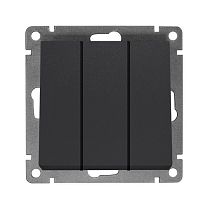 Выключатель трехклавишный UNIVERSAL серия "Афина", скрытой установки, 10А, 220В, графит (еврослот)