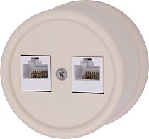 Розетка Лизетта RJ45 информационная двойная пластик цвет Песочное золото Bironi Розетка Лизетта RJ45 информационная двойная пластик цвет Песочное золото Bironi