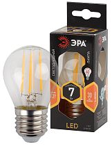 Лампа светодиодная ЭРА F-LED P45-7W-827-E27 филамент шар теплый белый свет