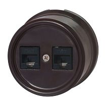 Розетка RJ45 информационная двойная,серия "ЛИЗЕТТА", керамика, цвет коричневый Bironi Розетка RJ45 информационная двойная,серия "ЛИЗЕТТА", керамика, цвет коричневый Bironi