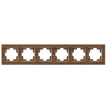 Рамка шестиместная горизонтальная UNIVERSAL серия "Афина" венге (еврослот)